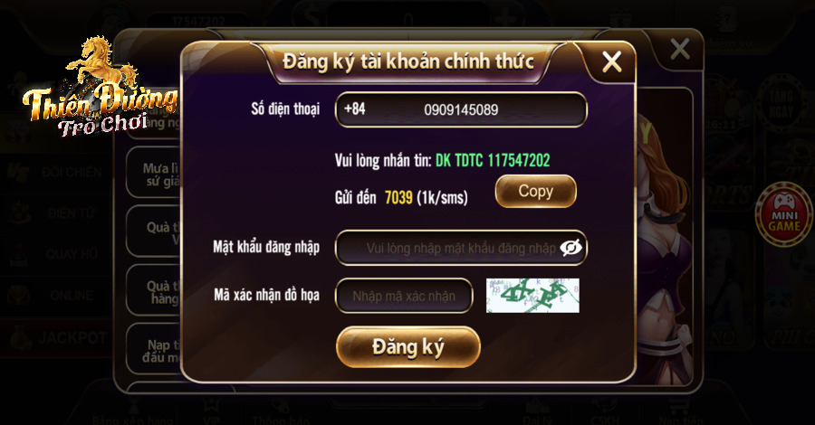 Gửi tin nhắn theo nội dung hệ thống cung cấp