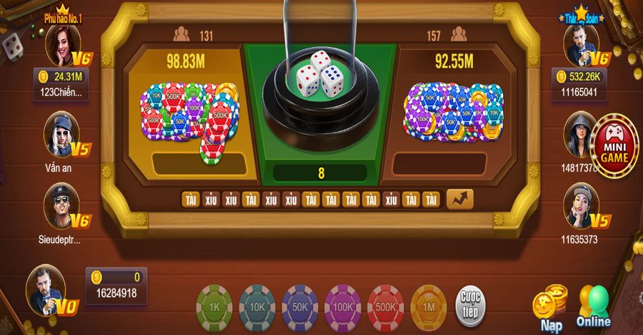 Trò chơi trên app Tài Xỉu TDTC